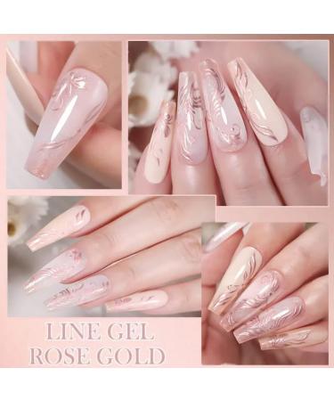 Chrome Gel Nail Polish Liner - Metallic Effect, Thin Brush for Chrome Nails - Soak Off UV/LED - Mirror Rose Gold - Buy Online on GoSupps.com