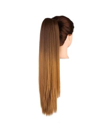 Neverland 50cm Ombre Two Tone Long Straight Wavy Ponytail Hair Extension | Clip In Claw Hairpiece 8# & 27# - Buy Online on GoSupps.com