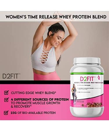 D2Fit Women's Time Release Whey Protein Blend - 4 Sources of Protein, Chocolate - 2.2 lb. (990g) - Buy Online on GoSupps.com