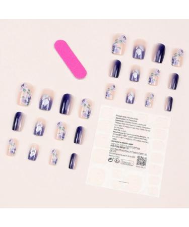 Kochenty Ice Blue Gradient Camellia Wearable Nails For Finished Art Finished Nails Fine Workmanship - Buy Online on GoSupps.com