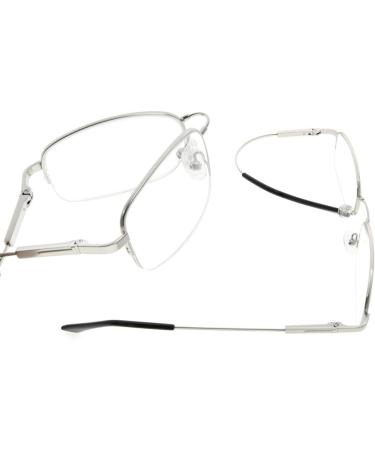 Eyekepper Blue Light Blocking Reading Glasses | Titanium Memory Readers | Half-Rim +3.00 Light Amber Lenses (Silver) | International Shipping Available - Buy Online on GoSupps.com