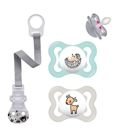 MAM Skin Soft Silicone Pacifier 0-6 Mo. Neutral // Set of 2 // incl. sterilized transport box & NIP pacifier strap