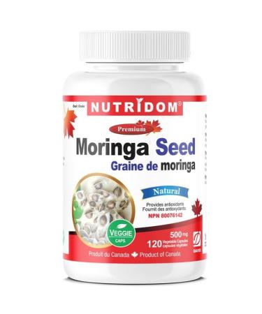 Nutridom Organic Moringa Seed 500mg 120 Powder Capsules Non-GMO Vegan Gluten Free Dairy Free and Soy Free