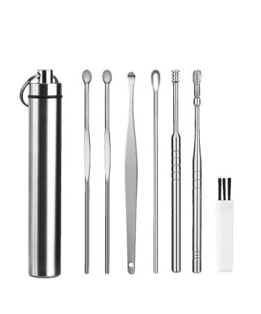 1 Set Steel Earpick Wax Remover Curette Ear Pick Cleaner Ear Cleaner Cleaner Spoon Spoon Ear Care Clean Tool Ear 7pcs