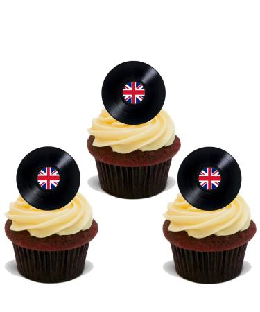 15 PREMIUM VINYL RECORD UK STAND UP EDIBLE RICE CARD FLAT Cup Cake Toppers D3