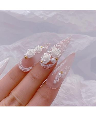 Flower Nail Art Glitters DIY 3D White Floral Nail Stud Sequins for Salon Gift template - Buy Online on GoSupps.com