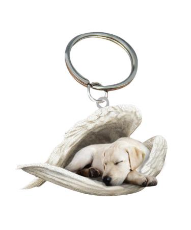 Car Pendant Cute Sleeping Dog Angel Car Key Pendant for Dog Lovers Moms Car Hanging Ornament Windows Decor Ornament Sleeping Angel Animal Pet Dog Lover Car Rear View Mirror Accessories Labrador Retriever Unity size