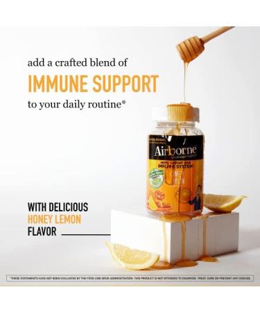 Airborne 200mg Vitamin C + Zinc Gummies for Adults - Immune Support Supplement (42 Gummies) - Honey Lemon Flavor - Antioxidant Vitamins A, C & E - Buy Online on GoSupps.com
