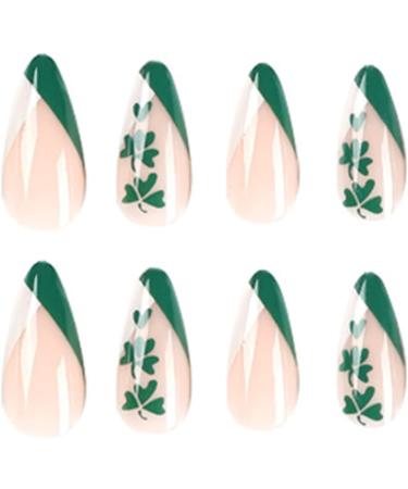FEIlei Almond Press on Nails Clovers Acrylic Fake-Nails-St. Patrick's-Day False Nails B - Buy Online on GoSupps.com