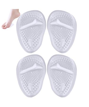 nuoshen 2 Pairs Gel Insoles Women Metatarsal Gel Cushion Foot Pain Relief Pads Ball Foot Gel Pads Cushions (Transparent)