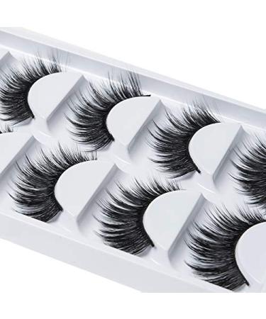 ICYCHEER 5 Pairs Makeup 3D Artificial Eyelashes Long Thick Soft Eyelashes Extension Luxurious Wispy Faux Cils (TW08)