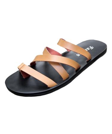 MisFun Men's Hallux Valgus Flip Flops Casual Leather Bunion Splints Slippers Suitable for Big Toe Bone Orthopedic Support for Pain Relief Hallux (Color : Brown Size : 6.5) 6.5 Brown