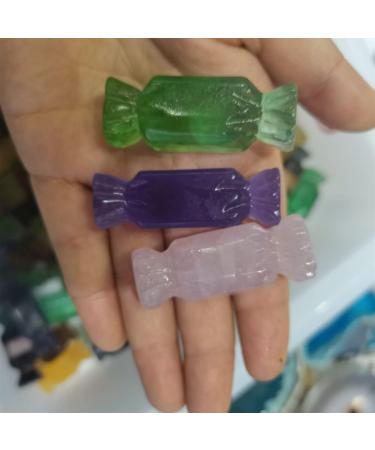 Natural Crystal Rough Natural Crystal 1PC Natural Fluorite Crystal Stone Candies Hand Carved Handicraft Gemsto Stones Gemstones for Home DIY Decorations - Buy Online on GoSupps.com