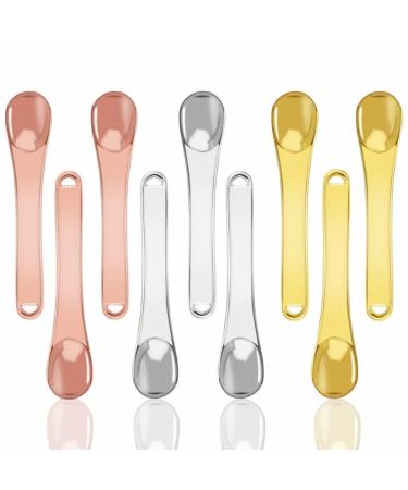 9 Pcs Mini Metal Makeup Spatula Mask Spatulas Beauty Skincare Mixing Spatula Facial Cream Cosmetic Spoon Applicator for Face Cream Beauty Mask (Gold Silver Rose Gold)