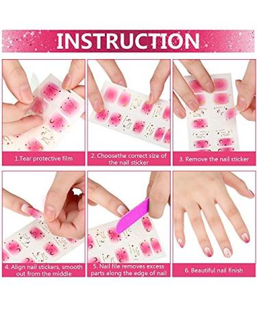 14 Sheets Gradient Nail Polish Stickers - Multicolor Flower Series | Self-Adhesive Design Decal Strips with Nail File | Manicure Decoration Kit for Women & Girls - Buy Online on GoSupps.com