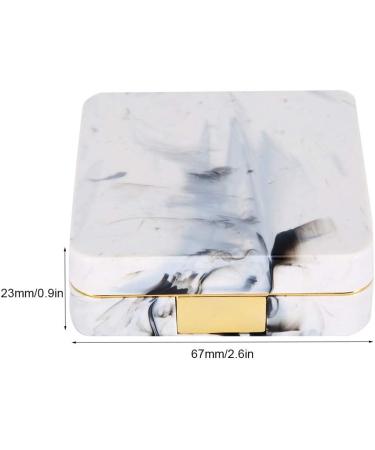 Akozon Portable Square Mirrored Marble Contact Lens Case - Stylish Gold Cover for Easy Eyewear Storage - Buy Online on GoSupps.com