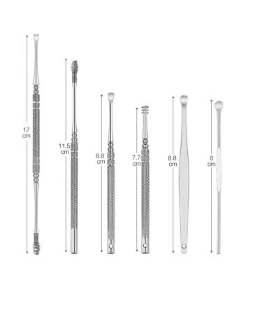 6Pcs Earpick Spoon Set for Ear Cleaning and Wax Removal - Silver - Buy Online on GoSupps.com