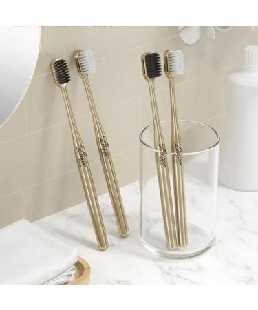 Luxury Soft Bristle Toothbrush for Sensitive Gums - Ergonomic Electroplated Handle Travel Toothbrush for Kids & Adults - Gold Teeth Care Solution - Buy Online on GoSupps.com
