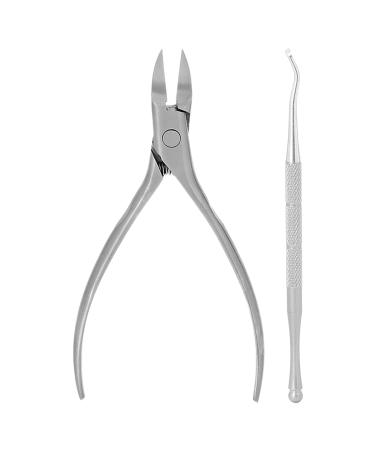 Cuticle Trimmer Nipper Toe Nail Clipper Nail Lifter Pedicure Remover Tools for Ingrown Toenail (streamer silver)