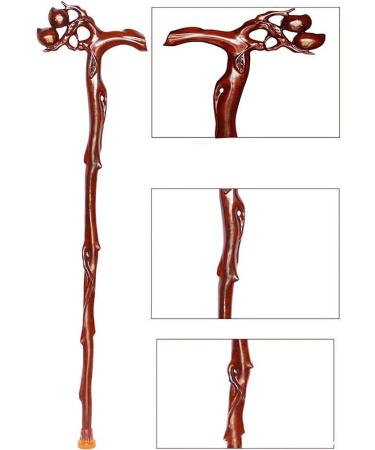 Crutch Wooden Engravable Peach Head Handle Walking Stick Pear Wood High-End Suitable for The Elderly crutch-11.19 Journey - Buy Online on GoSupps.com