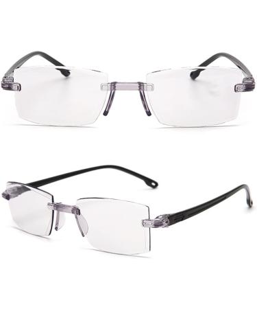Zukky Bifocal Borderless Reading Glasses for Men & Women - Blue Light Blocking Rectangular Computer Glasses AM09 - Black - Size 3.5x - Buy Online on GoSupps.com