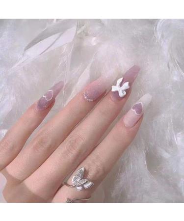 Temperament Enhancement Nail Patch Hand-Customized Nail Dressing Summer New Little red Book Love Bow Pink Glitter Fake Nails Detachable (10-Piece Pack) (Size : S) Small - Buy Online on GoSupps.com