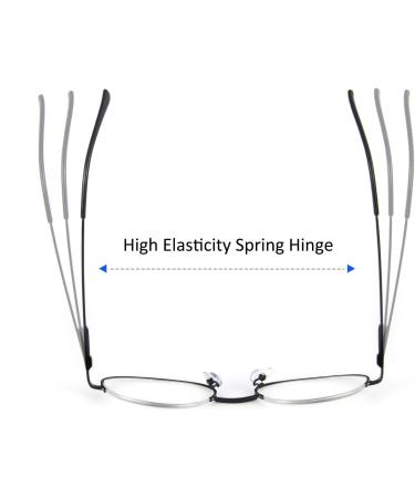 KoKoBin Half Moon Reading Glasses - Slim Metal Frame Spring Hinges Black - 1.5 Diopters for Men & Women | International Shipping Available - Buy Online on GoSupps.com