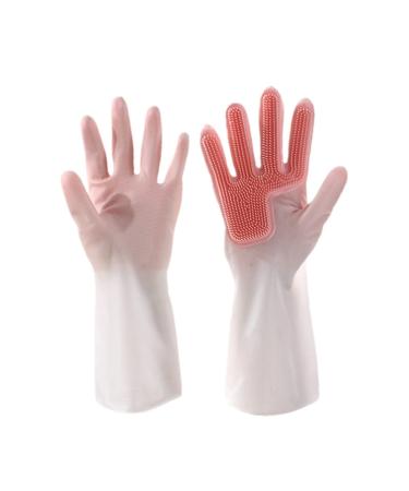 FINPAN Kitchen Gloves Silicone Right Hand Magic Brush Dish Washing Household Cleaning Dishwashing Gloves Medium Red