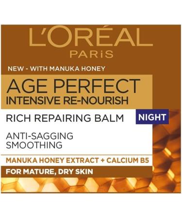 L Or al Paris Age Perfect Intensive Re-Nourish Night Cream 50+ Restores Skin Barrier Function Moisturises and Smooths Skin Manuka Honey and Calcium B5 50ml - Buy Online on GoSupps.com