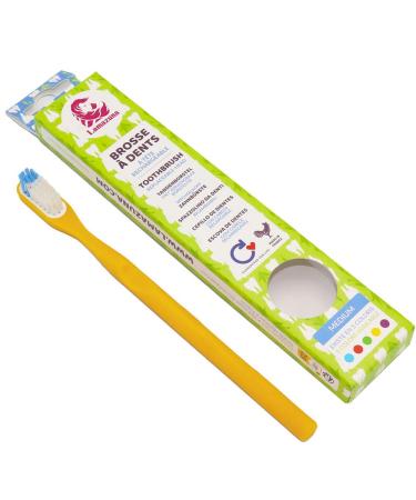 Lamazuna replaceable head toothbrush Klick It | Made in France | Made from plant-based raw materials | Incl. replaceable head | Medium/Medium | 2 pieces
