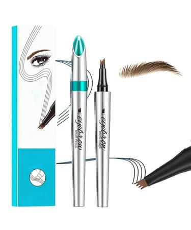 2024 New Microblading Eyebrow Pen 3D Waterproof Microblading Eyebrow Pencil 4-Tip Waterproof Eyebrow Pen Natural Makeup Long-Lasting Fine Stroke Magic Eyebrow Pencil Stay on All Day (Light Brown)