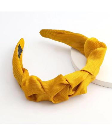 Women's Chiffon Pleated Headband Wide Hair Band Vintage Headband Hair Accessories Non-Slip Headbands Headwear Headbands for Women Girls Daily Wear Yellow - Buy Online on GoSupps.com