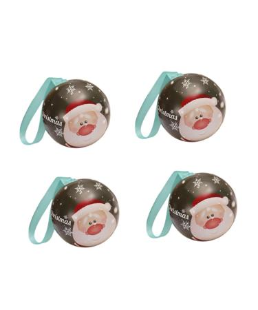 Parliky 4 Pcs Christmas Candy Christmas Trees Decor Christmas Tin Hanging Candy Ball Tin Can Box