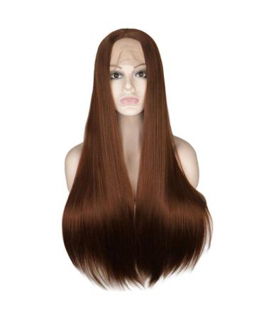 BGHJUE N Wig Brown Long Straight Synthetic Wig Body Wave Heat Resistant Hair Glueless Full Wigs For Women Average Cap Size