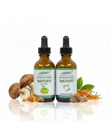Mother Nature Natufit Detoxifies Mushrooms & Herbs Liquid Extract - 2 Pack 2oz Each - Made in USA