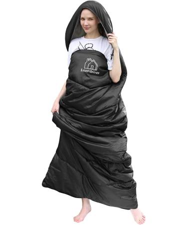 Friendriver XL Size Upgraded Camping Sleeping Bag | 4 Seasons Warm & Cool | Lightweight & Waterproof | Ideal for Adults & Children | Perfect for Travel & Outdoor Activities | Black Single - Buy Online on GoSupps.com