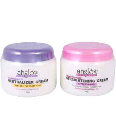 XL AHGLOW Hair Straightening & Rebonding Set | Keratin Relaxer for Smooth Silky Shiny Hair | 480g Complete System for Wavy Curly Frizzy Hair - Buy Online on GoSupps.com