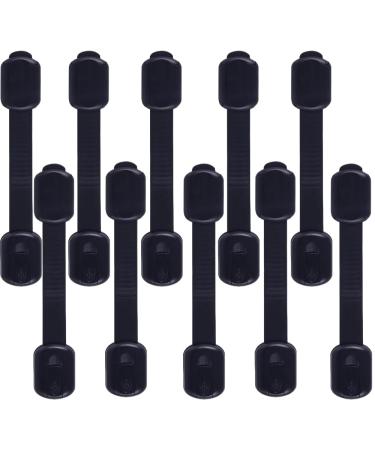 KWKW 10 pieces of child safety belt for cupboard door locks for children - baby -safe for cupboards drawer toilet toilet fridge locks (black) black