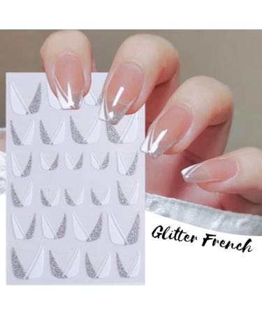 8 Sheet French Tip Colorful Nail Art Stickers Decals Self-Adhesive Line Design Manicure Tips Nail Decoration for Women Girls Gift - Buy Online on GoSupps.com