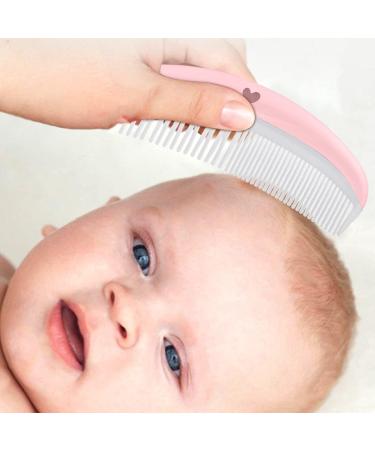 LNQ LUNIQI Baby Brush and Comb Set Soft Bristle Baby Brush Massage Scalp Brush for Newborn Cradle Cap Scalp Cleaning Care (Pink) - Buy Online on GoSupps.com