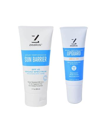 Zealios LipGuard (SPF 28) UVA/UVB Sunscreen Protection, Lip Applicator & Sun Barrier 3 oz (SPF 45) Water-Resistant, Broad Spectrum Protection - Sensitive Skin Safe