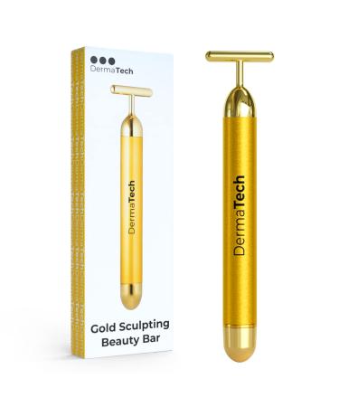DermaTech Skincare Gold Sculpting Beauty Bar | Electric Face Massager Tool for Face Lifting and Face Toning | Sonic Vibration Facial Massager