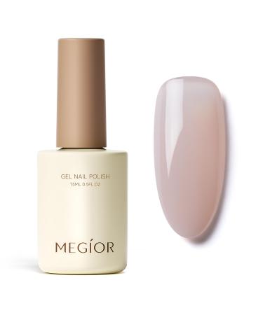 MEGIOR Jelly Nude Gel Nail Polish 15ML Nude Pink Gel Polish 1PC Nail Polish Gel Soak Off UV Gel Polish Translucent Color Neutral Gel Polish for Nail Art Manicure DIY at Home
