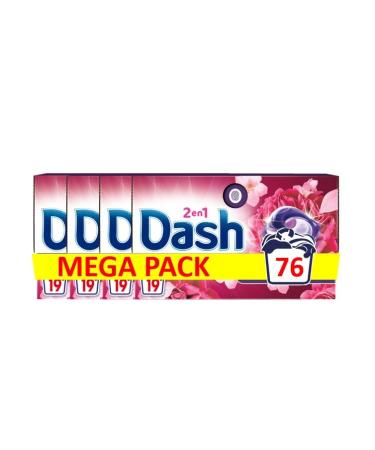 Dash 2-in-1 Pods Laundry Capsules 76 Washes (4 x 19 Tablets) Jasmine and May Rose Ultra Cleansing and Long-Lasting Freshne