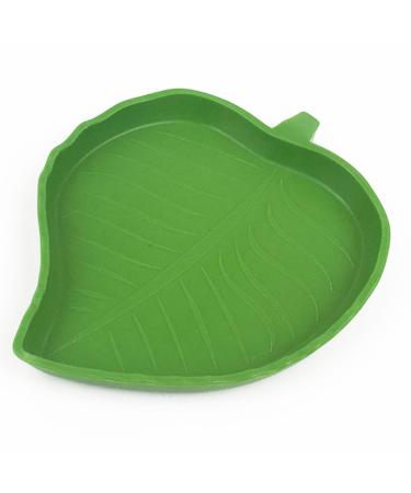 Reptile Leaf Food Water Bowl Green Tortoise Water Dish Food Feeding Plate Turtle Terrarium Accessories Outside for Lizards Hamsters Snakes Pet Aquarium Ornament (Large)