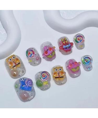 Cute Bob - Kids Short Cartoon Stick on Nails | 24pcs Press On Nails with Glue | Fun Fake Nails Gift for Girls DIY - Buy Online on GoSupps.com