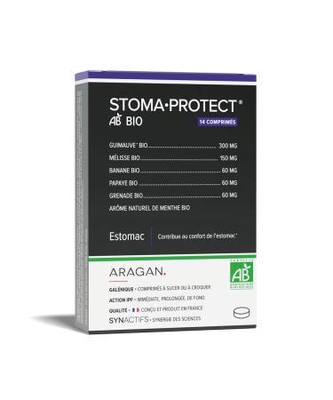 ARAGAN - Synactives - StomaProtect Bio - Digestive Comfort Food Supplement - Marshmallow, Melissa, Banana, Papaya and Pomegranate - 14 tablets - 5 to 14 days taken - Made in France