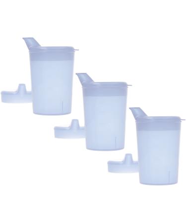 Horn Medical 3 Series Pack 250ml adult beak cup/drinking aid sets with two lids (large & small opening) per set-color selectable (transparent)