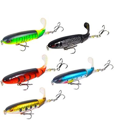 Nuguri Topwater Fishing Lures Set Whopper Plopper Bass Lures with Floating Rotating Tail Fish Bait Lures Hard Bait Hook/Fish Tackle Bait for Freshwater and Saltwater Style B