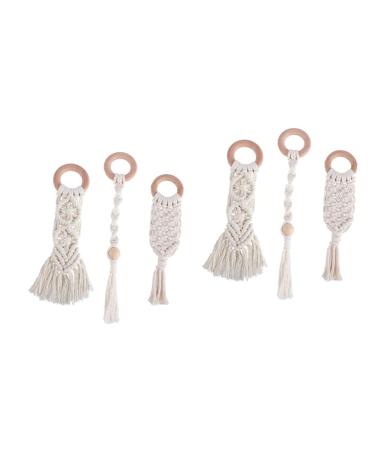 Safigle cotton stuff for babies 6 pcs bite toys from wood infant pacifier toys toy to grind the teeth cotton rope teeth stick handmade toothstock beech